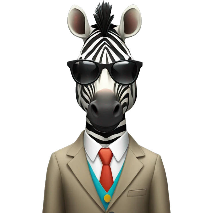 cool zebra in a suit with sunglasses, looking sideways emoji