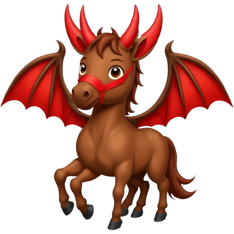horse with horns and red bat wings emoji