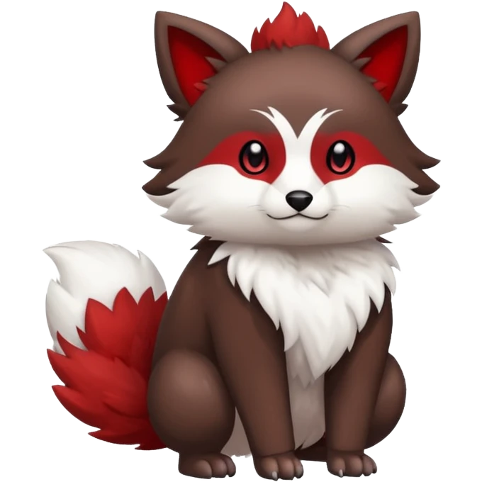 Cute cool white red dark-brown animal hybrid Fakemon full body emoji