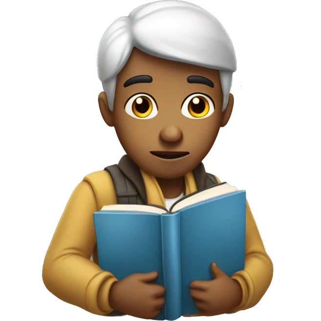 bored demotivated young student holding book emoji
