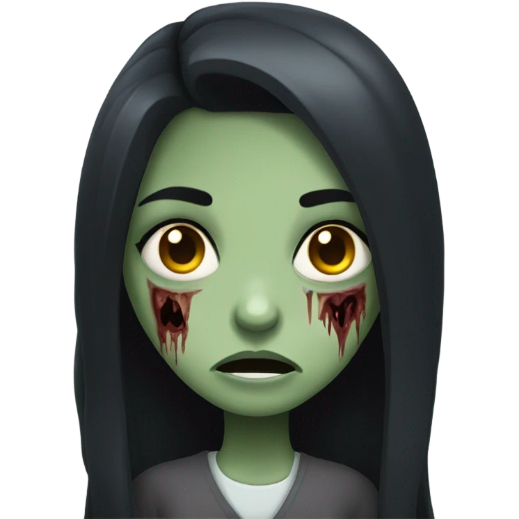 girl zombie with black long hair with teeth and serious face  emoji