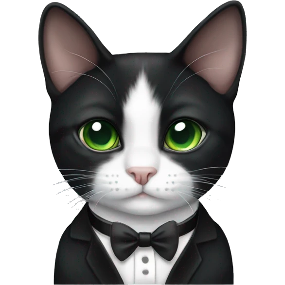 Tuxedo cat with emmerald eyes emoji