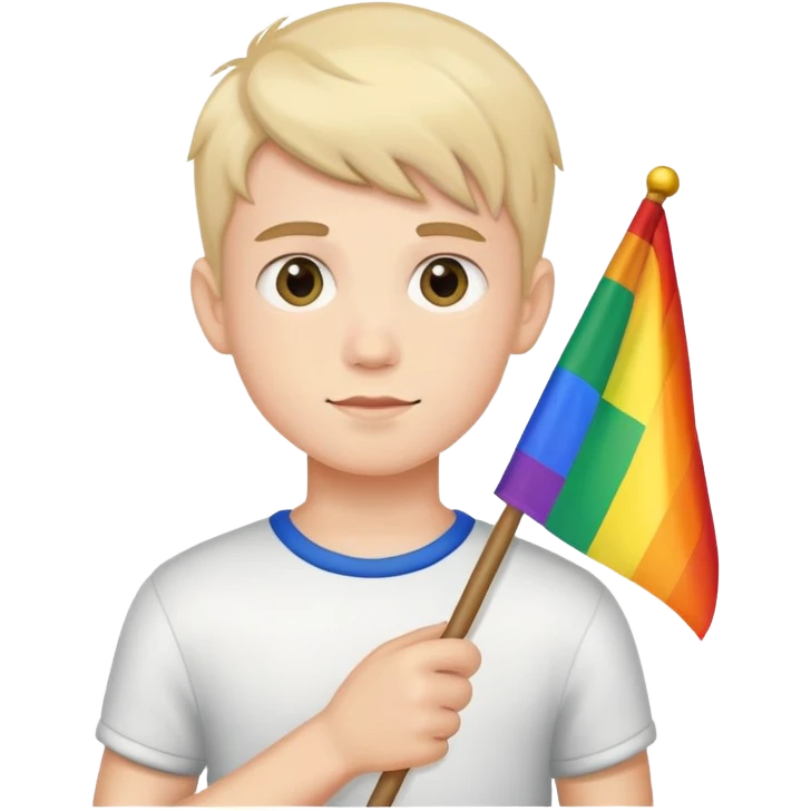 Boy holding gay flag  emoji
