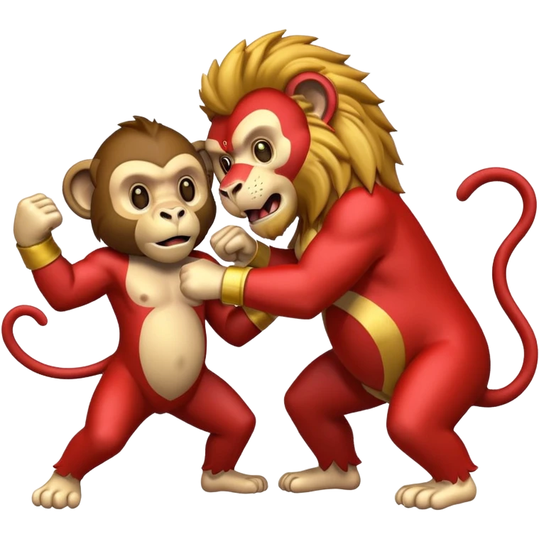 lion fight with a damn monkey emoji