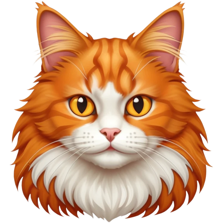 Illustrated ginger cat of the Maine Coon breed, mischievous, hooligan emoji