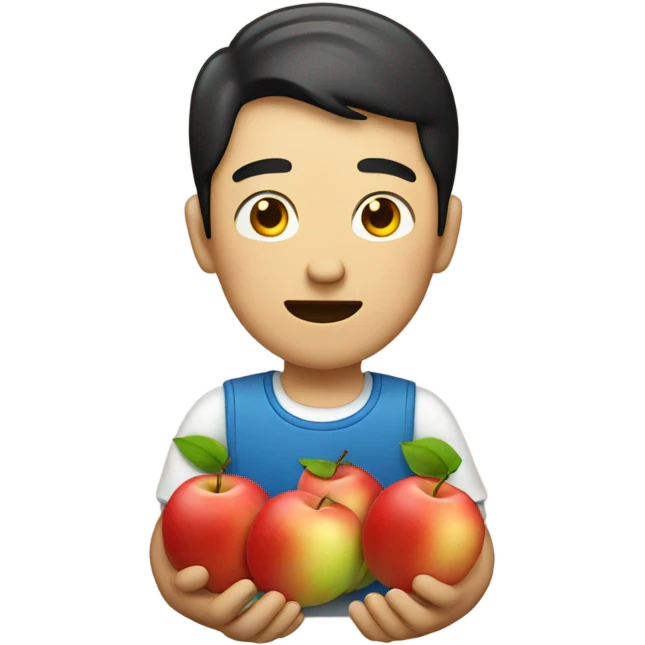 Chinese guy with 3 apples emoji