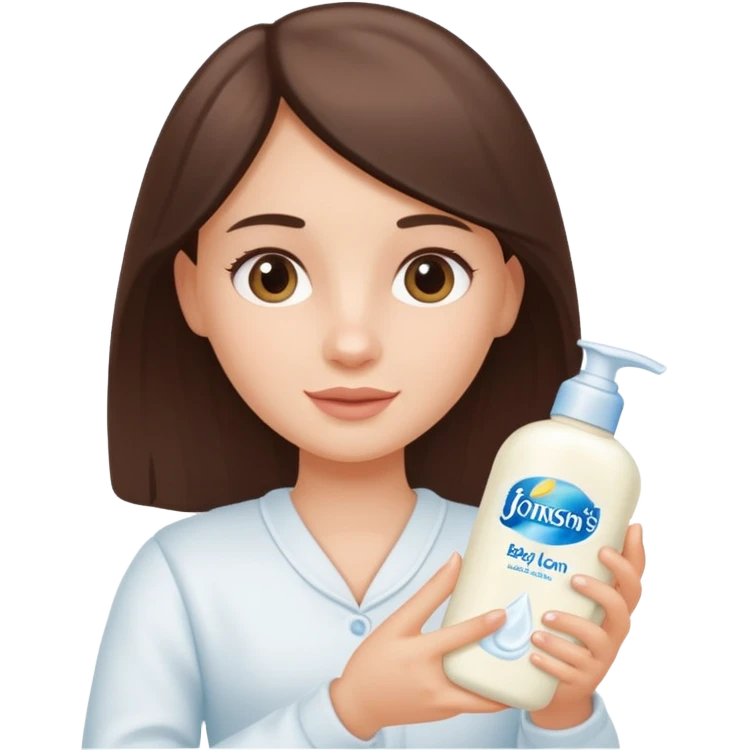 Girl holding johnson baby body lotion emoji