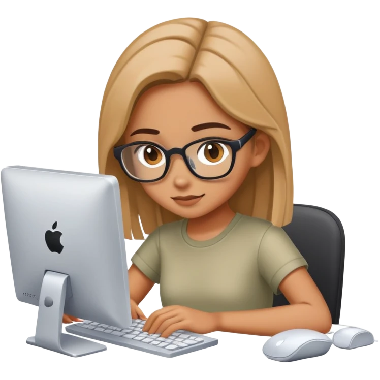 Gen Z girl working on computer emoji