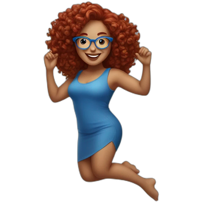 a-curvy-girl-with-dark-red-curly-hair-and-blue-glasses dancing emoji