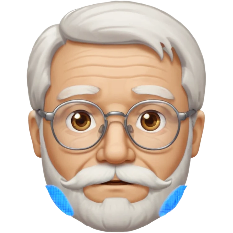 Old man, white hair and beard, glasses emoji