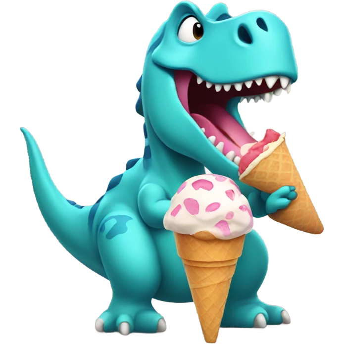 Dinosaur eating ice cream emoji
