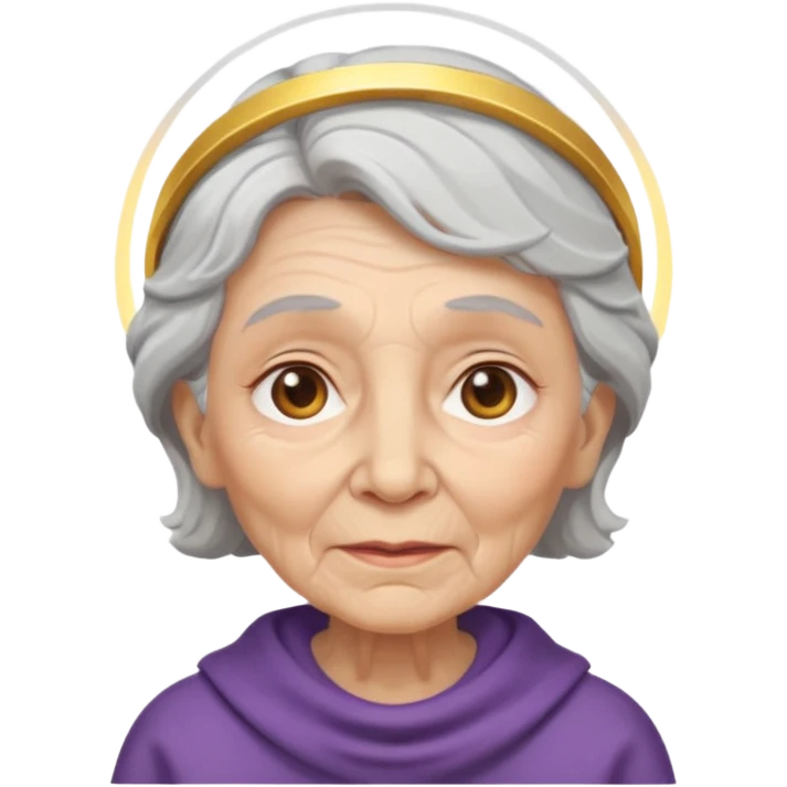 old woman face with a halo emoji