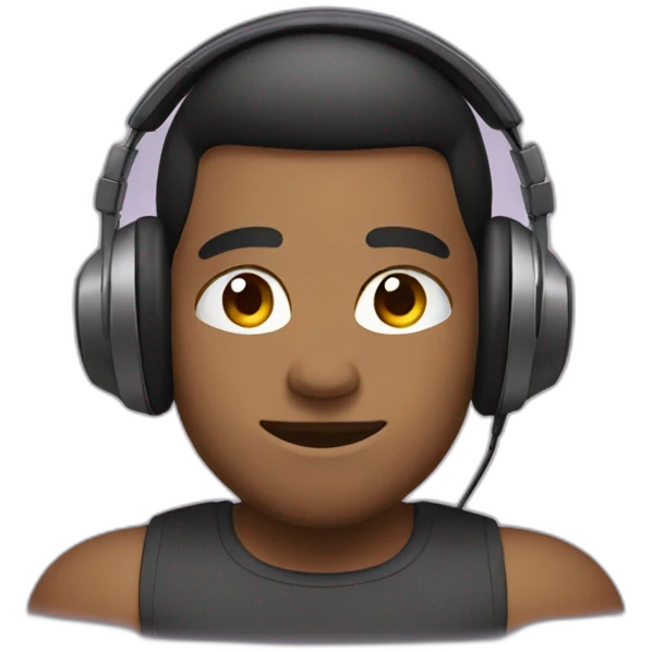 muscular guy, headphone emoji