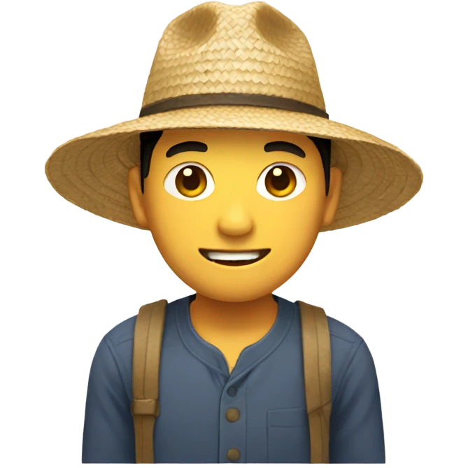 Asian man with straw hat emoji