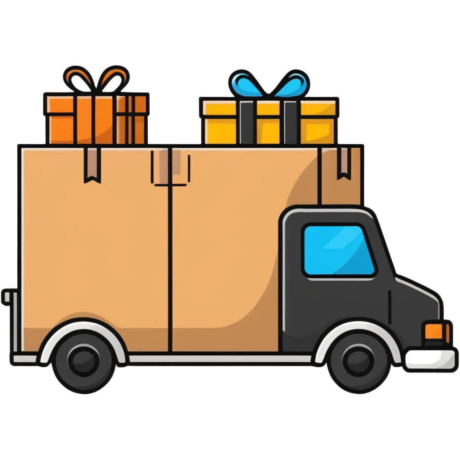delivery truck with packages emoji