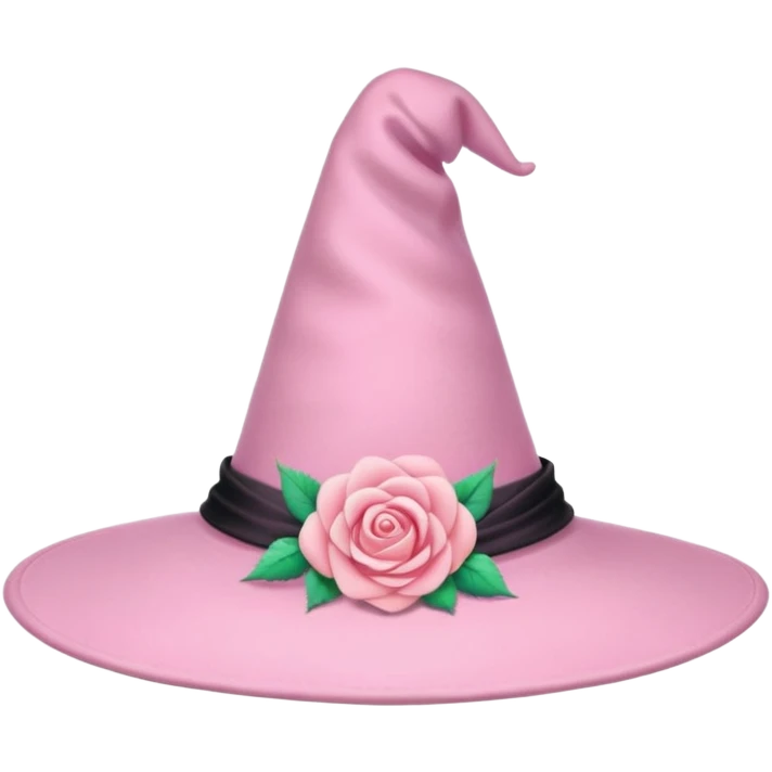 Pink Pastel Witch Hat With Rose emoji
