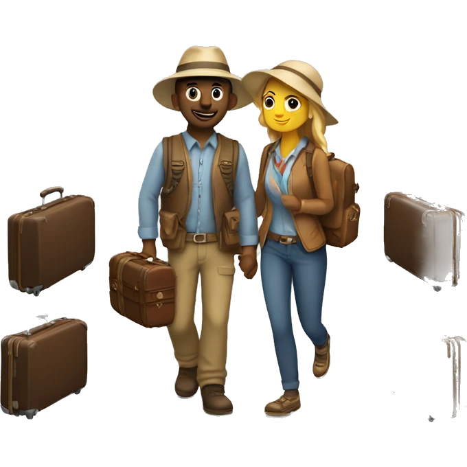 I want a traveler with suitcases and a partner ready for adventure.  emoji