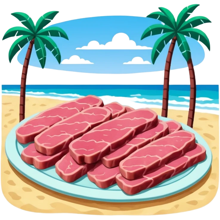 Matisse style pink SPAM meat Miami beach landscape emoji