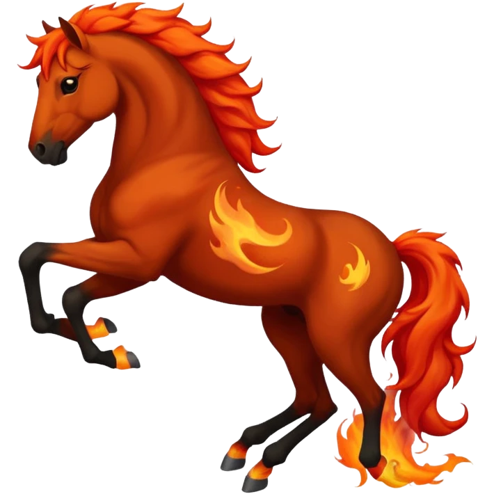 red fire horse with front leg upside  emoji