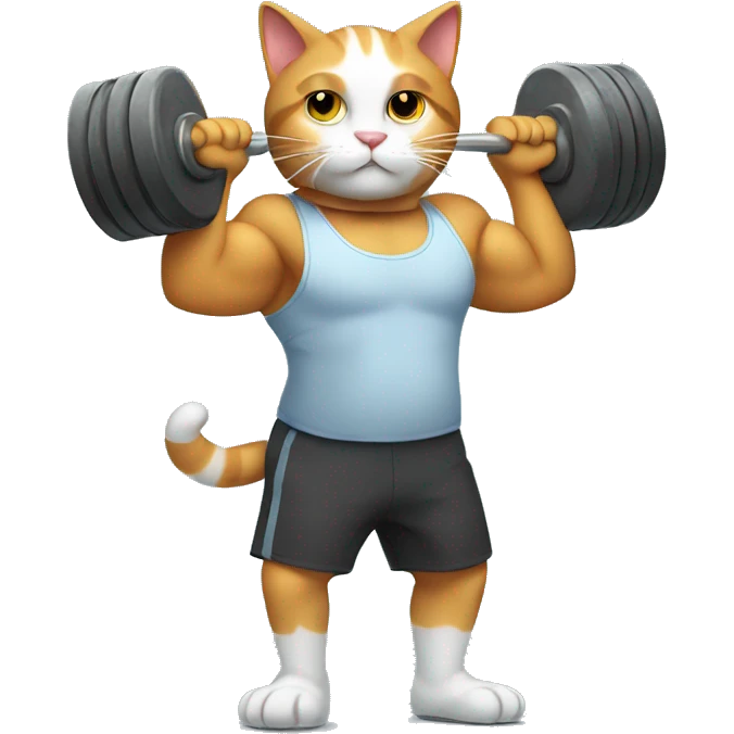 cat lifting weights emoji