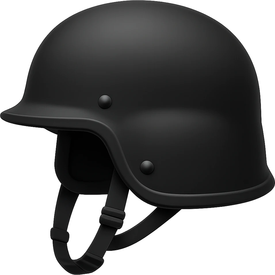Make the PASGT helmet black, side view, in the style of apple emojis, with no background. emoji