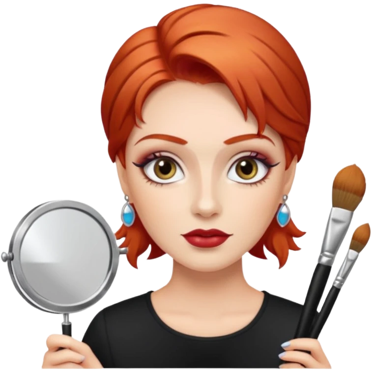 red-haired eyebrow artist with makeup brushes emoji