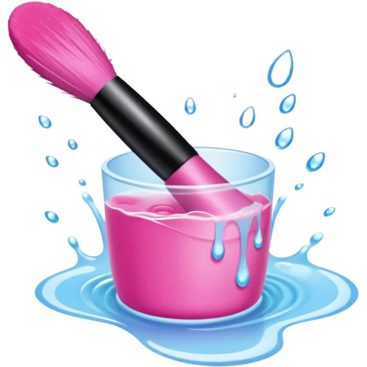 water Rinse pink makeup brush emoji