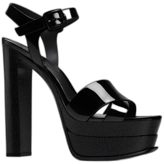 Ysl TRIBUTE PLATFORM SANDAL black PATENT LEATHER emoji