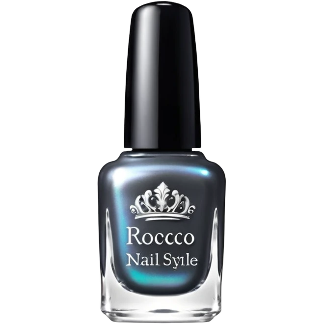 Dark grey metallic rococo style nail polish    emoji