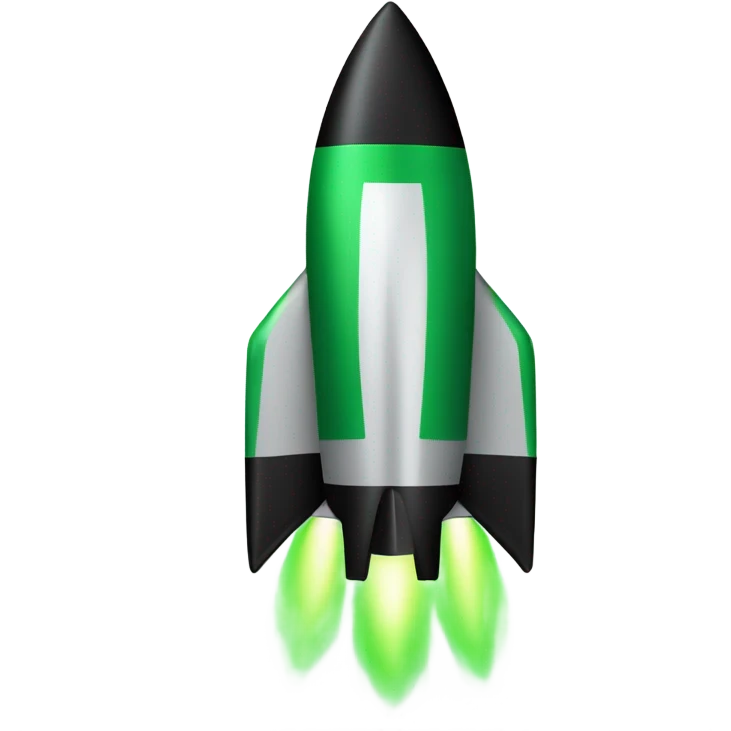 green and black rocket ship ios stile emoji
