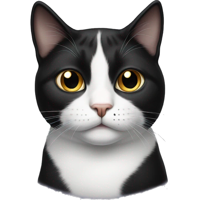 tuxedo cat with black spot on chin resembling a smirk  emoji