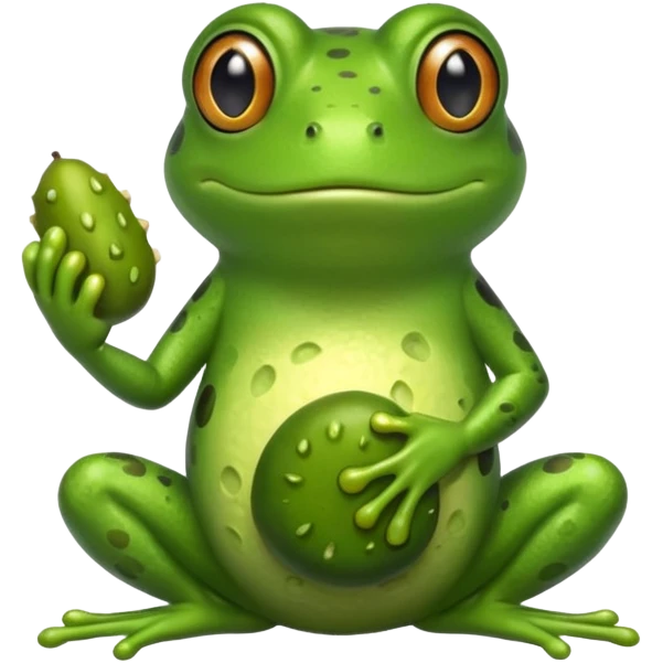 frog holding a pickle  emoji