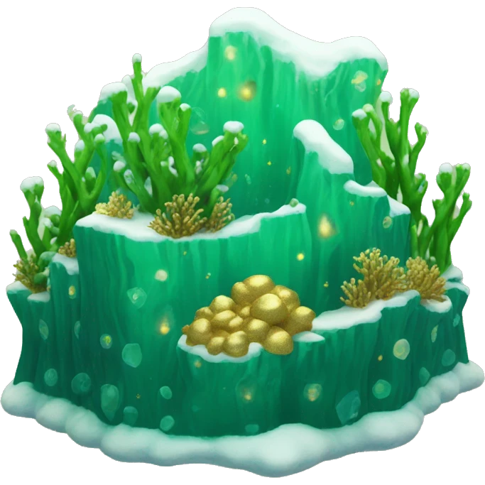 Green reef with gold decoration and snow emoji