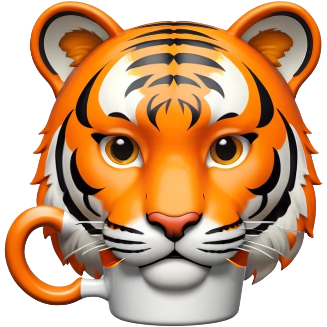 tiger face holding coffee mug for Twitch emote emoji