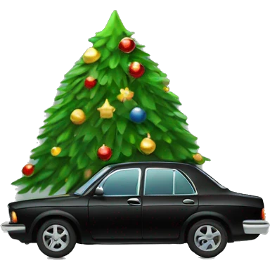 Christmas black car with Christmas tree emoji
