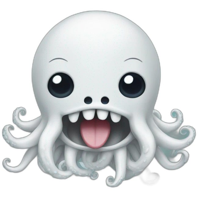 cute white kraken with cute face crying emoji