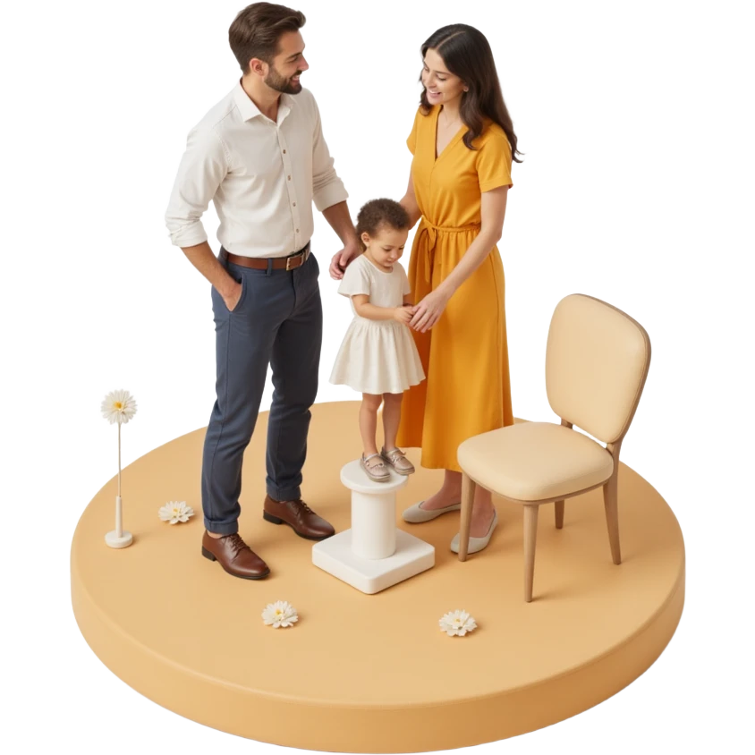 family of 3, dad, mom, child emoji