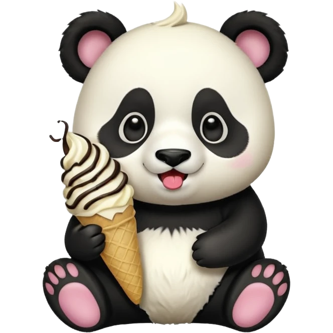 Panda eating ice cream emoji