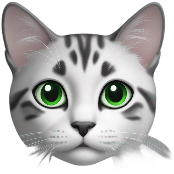 Cat black and White with green eyes  emoji