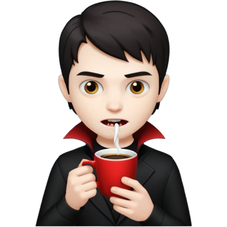 kid vampire drinking coffee emoji