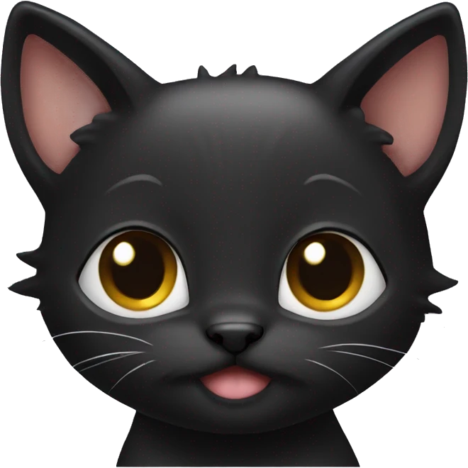 Cute black kitten silly emoji