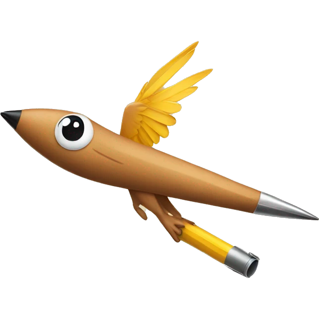 Flying pencilwith a bird head emoji