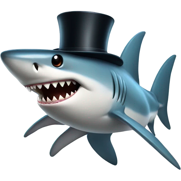 Shark with a top hat emoji