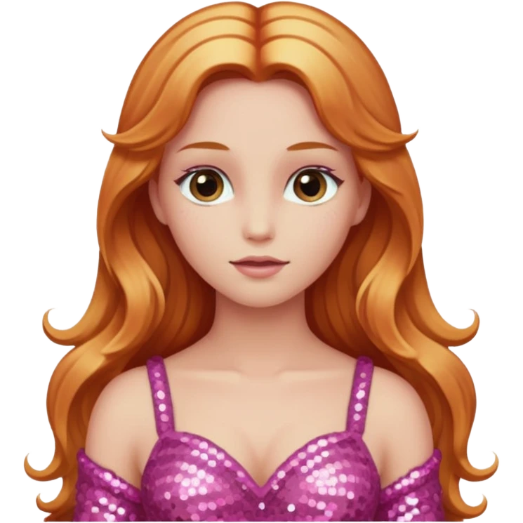 Venus, God of Sky from Gods and Goddesses with long reddish blonde hair, pink sequin outfit emoji