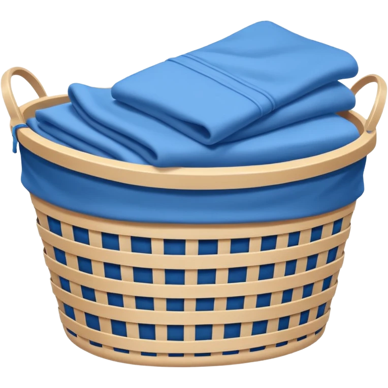white LAUNDRY BASKET WITH FOLDED blue CLOTHES emoji
