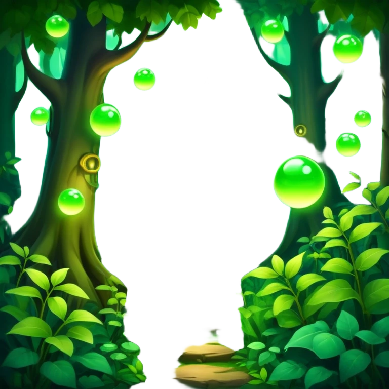 enchanted forest with dense foliage and soft magical glow, mysterious vibe emoji