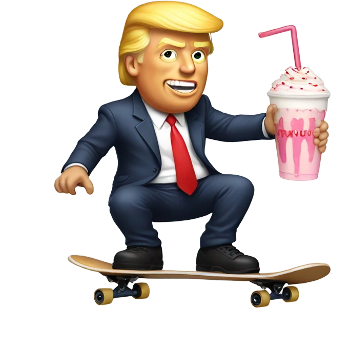 Trump on a skateboard drinking a milkshake  emoji