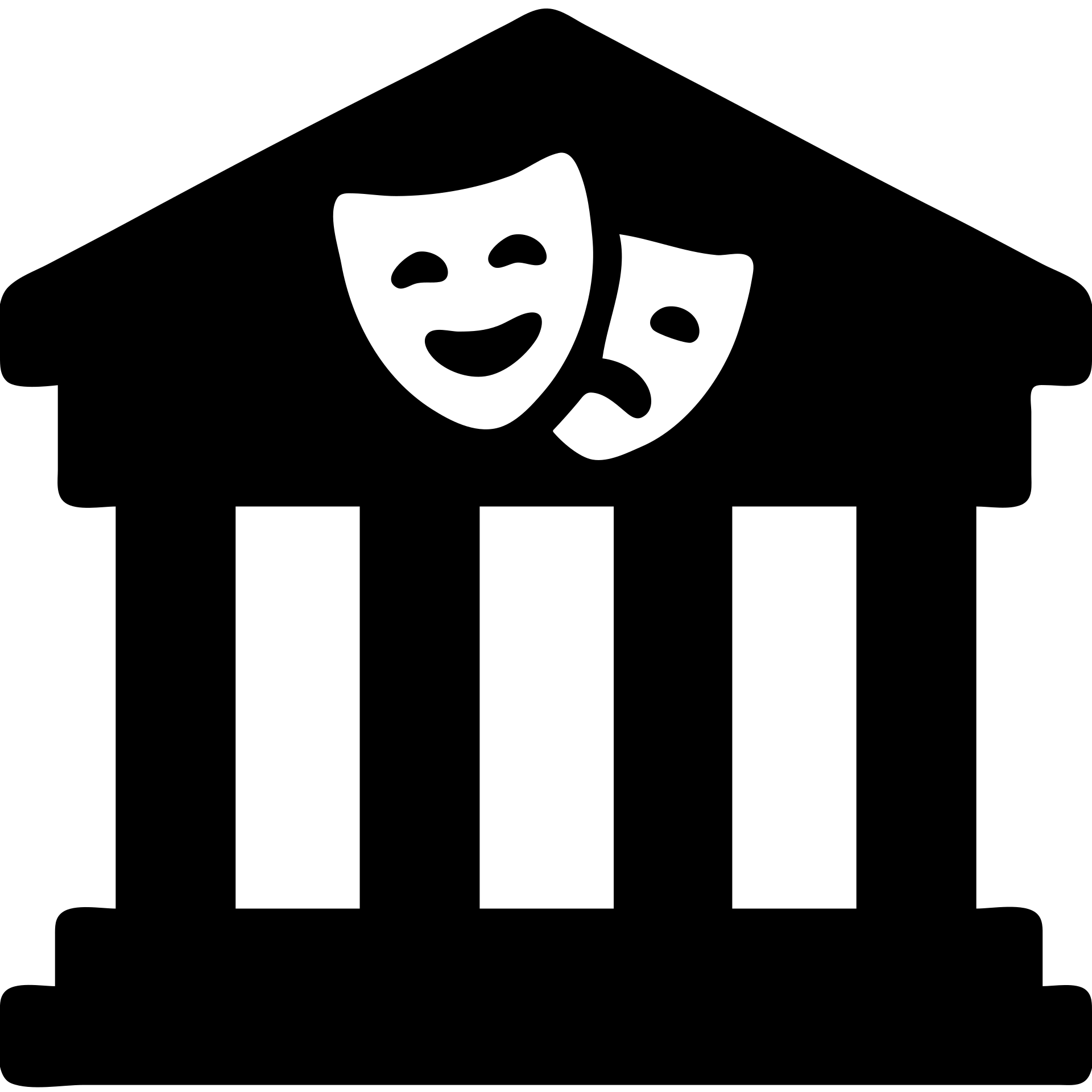 cultural building, theater facade with columns, black fill, concise silhouette, urban theme, uniform line thickness emoji