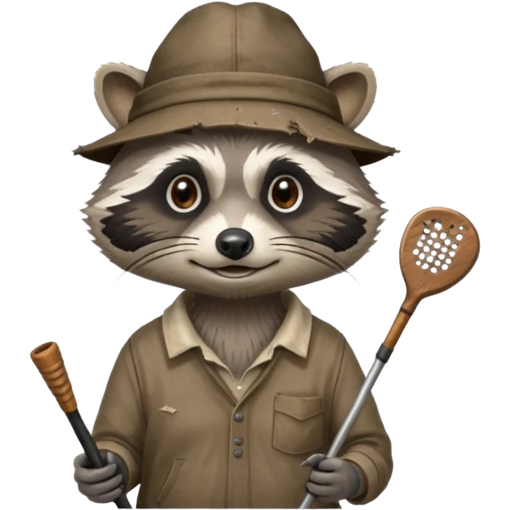 Hobo raccoon golfing  emoji
