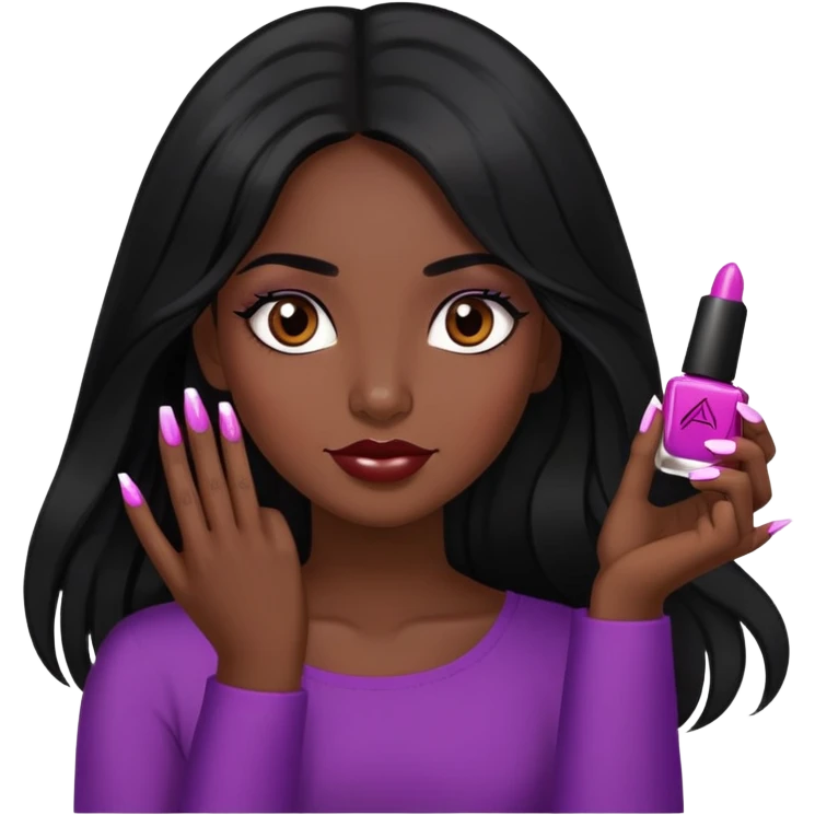 Long black hair Latina girl nails emoji